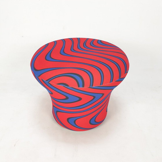 Image 1 of Champignon-Pouf aus blauem und rotem Momentum-Stoff von Pierre Paulin für Artifort, 1960