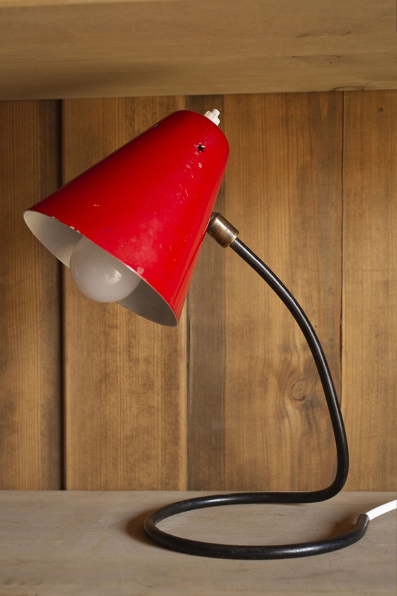 Image 1 of Kleine rote Tischlampe, 1950er Jahre