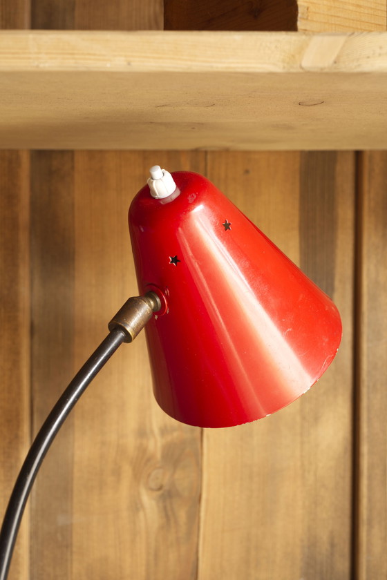 Image 1 of Kleine rote Tischlampe, 1950er Jahre