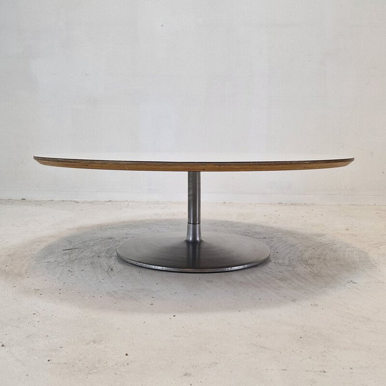 Image 1 of Vintage "Circle" Couchtisch aus Holz und Metallplatte von Pierre Paulin für Artifort, 1960
