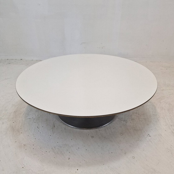 Image 1 of Vintage "Circle" Couchtisch aus Holz und Metallplatte von Pierre Paulin für Artifort, 1960