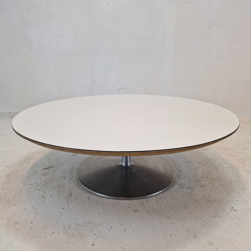 Vintage "Circle" Couchtisch aus Holz und Metallplatte von Pierre Paulin für Artifort, 1960