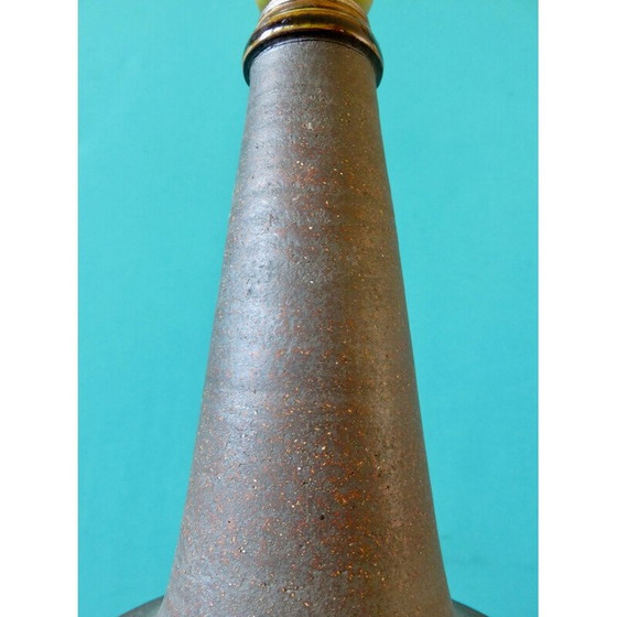 Image 1 of Vintage Nachttischlampe aus Sandstein und ockerfarbenem Email von Nils Khaler, Dänemark 1965