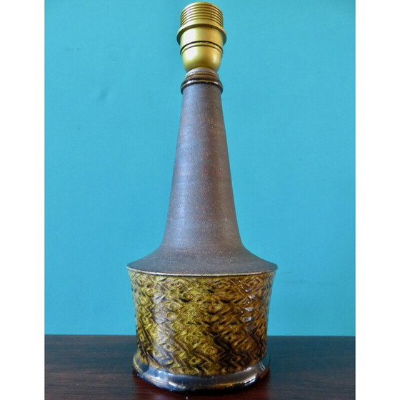 Image 1 of Vintage Nachttischlampe aus Sandstein und ockerfarbenem Email von Nils Khaler, Dänemark 1965