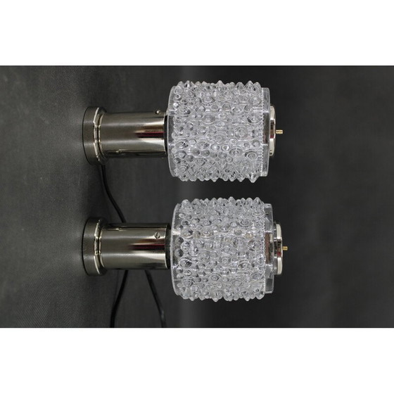 Image 1 of Paar alte Tischlampen aus Glas von Kamenicky Senov, Tschechoslowakei 1970