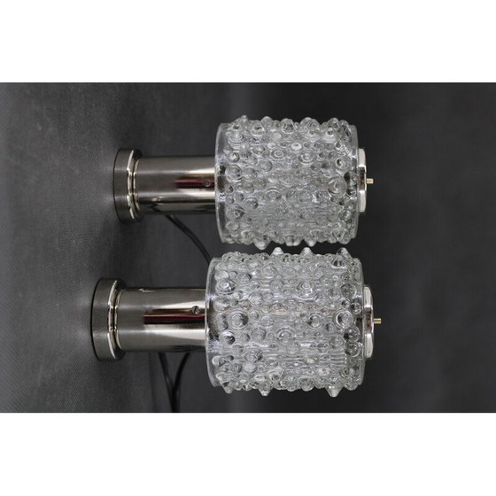 Image 1 of Paar alte Tischlampen aus Glas von Kamenicky Senov, Tschechoslowakei 1970