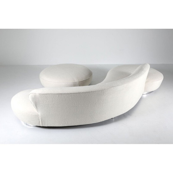 Image 1 of Vintage Sofa mit Ottomane aus Pierre Frey Lambswool Samt Vladimir Kagan Serpentine 1950s