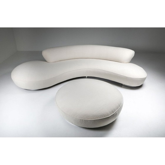 Image 1 of Vintage Sofa mit Ottomane aus Pierre Frey Lambswool Samt Vladimir Kagan Serpentine 1950s