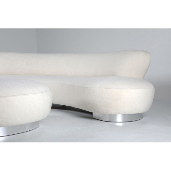Image 1 of Vintage Sofa mit Ottomane aus Pierre Frey Lambswool Samt Vladimir Kagan Serpentine 1950s