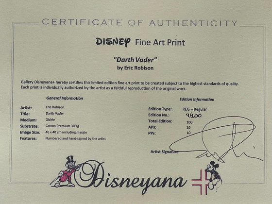 Image 1 of Darth Vader - Handsignierter und nummerierter Kunstdruck W. Coa