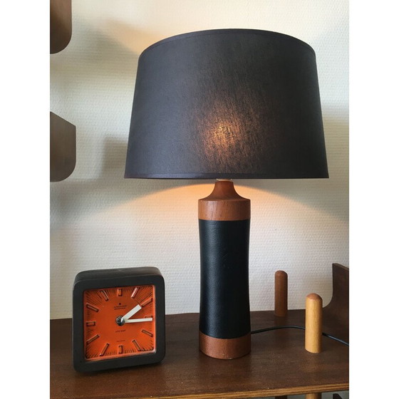 Image 1 of Tischlampe vintage Teak und Leder Mid-Century, Skandinavisch 1950er