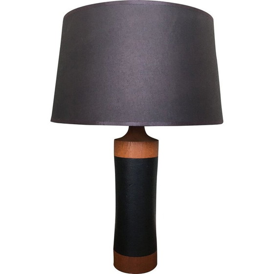 Image 1 of Tischlampe vintage Teak und Leder Mid-Century, Skandinavisch 1950er