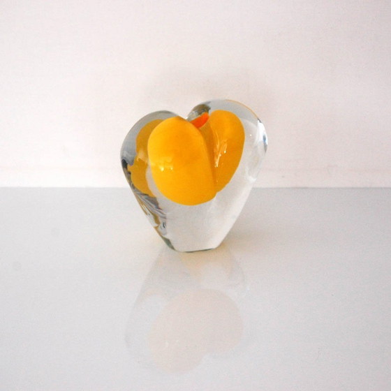 Image 1 of Herz aus Glas | Warmes Gelb und Kristall