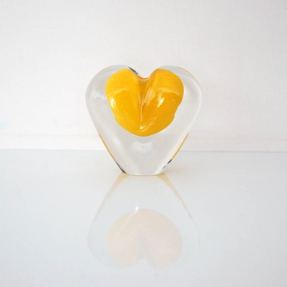 Image 1 of Herz aus Glas | Warmes Gelb und Kristall
