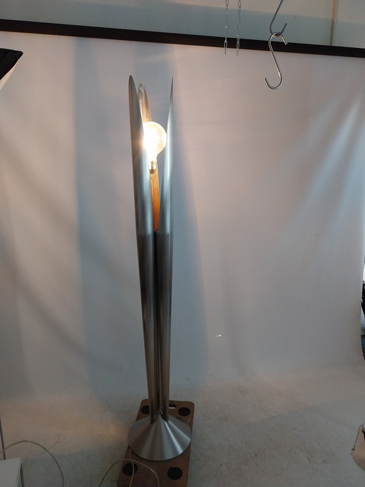 1 X Gebürsteter Edelstahl Stehleuchte Tuttle Made in Italy 1990'S