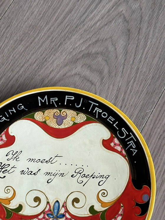 Image 1 of Pieter Jelle Troelstra Dichter & Politiker Plateel Pieter Jelles Wandteller Dekorative Kunst Holland