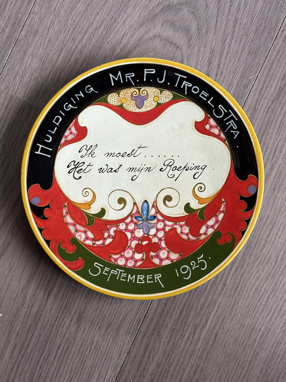 Image 1 of Pieter Jelle Troelstra Dichter & Politiker Plateel Pieter Jelles Wandteller Dekorative Kunst Holland