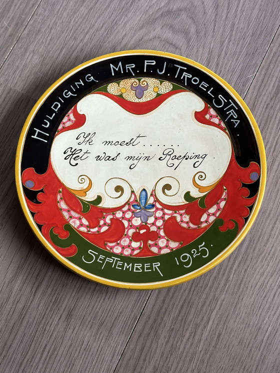 Image 1 of Pieter Jelle Troelstra Dichter & Politiker Plateel Pieter Jelles Wandteller Dekorative Kunst Holland