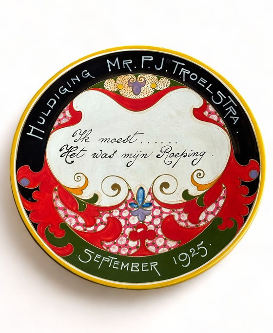 Image 1 of Pieter Jelle Troelstra Dichter & Politiker Plateel Pieter Jelles Wandteller Dekorative Kunst Holland