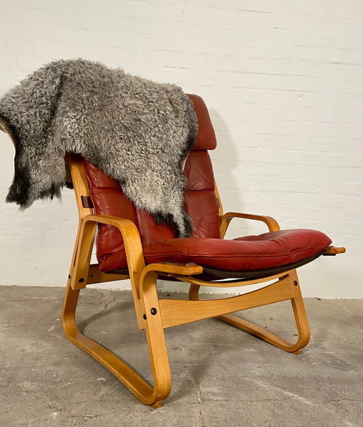 VINTAGE MID CENTURY SCANDINAVIAN LOUNGE CHAIR BY ODDVIN RYKKEN 1960,s