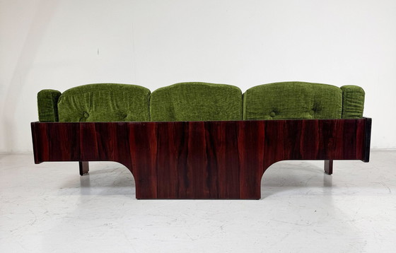 Image 1 of Mid-Century Sofa Oriolo von Claudio Salocchi für Sormani Holz und grüner Stoff - Italien 1960S
