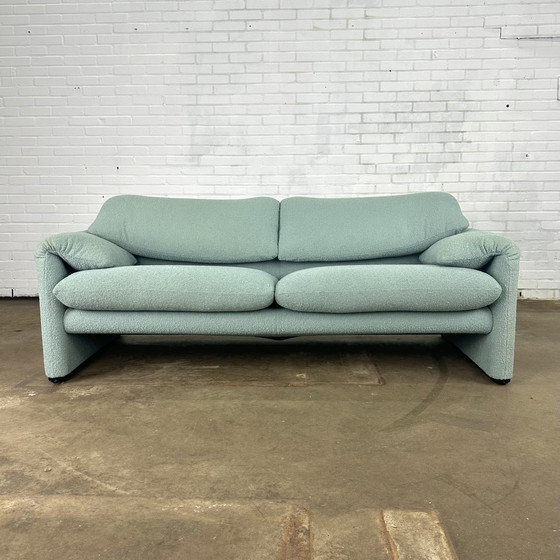 Image 1 of Türkis Cassina Maralunga 2 Sitz Sofa von Vico Magistretti