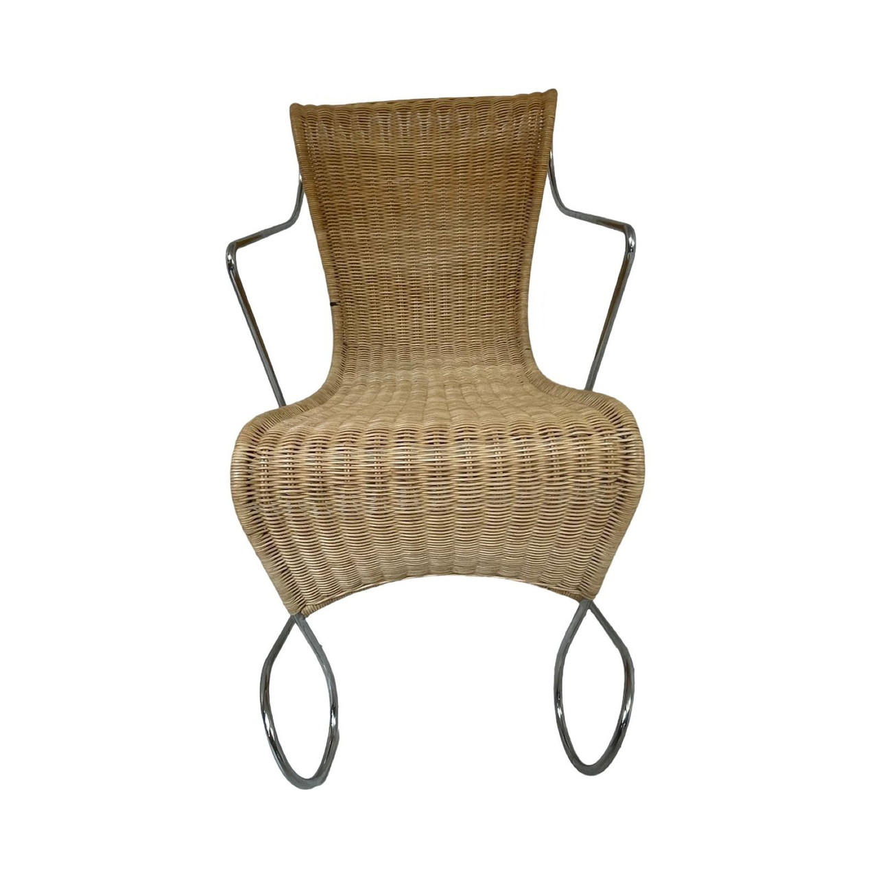 【希少】 driade ZIGO ラタンチェア ロン・アラッド ヴィンテージ 4 Zigo steel and wicker armchairs by Ron Arad for Driade, 1960s
