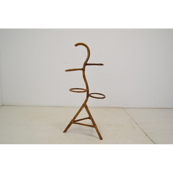 Image 1 of Mid-Century Blumenständer aus Rattan und Bambus, Italien 1950er Jahre