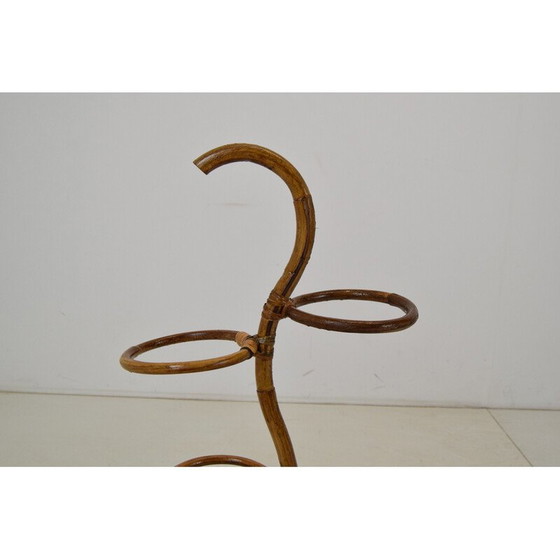 Image 1 of Mid-Century Blumenständer aus Rattan und Bambus, Italien 1950er Jahre