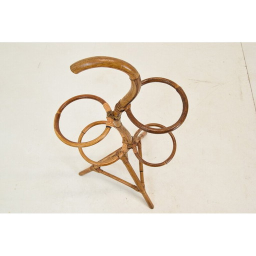 Mid-Century Blumenständer aus Rattan und Bambus, Italien 1950er Jahre