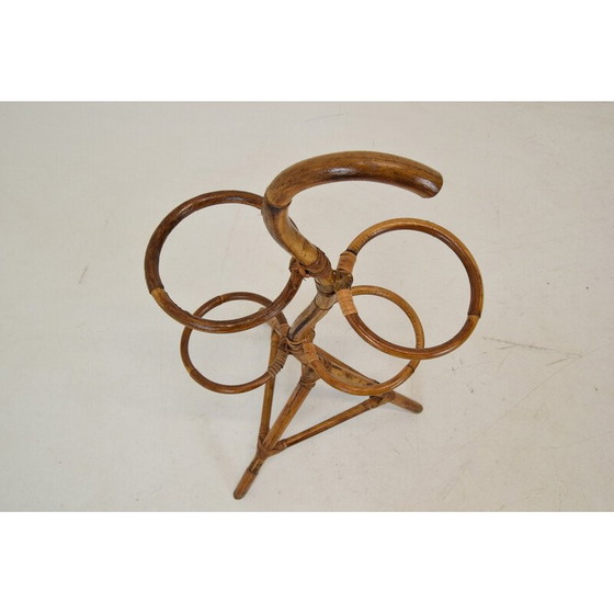 Image 1 of Mid-Century Blumenständer aus Rattan und Bambus, Italien 1950er Jahre