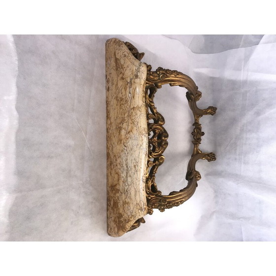 Image 1 of Vintage-Konsole aus vergoldetem Holz und Marmor