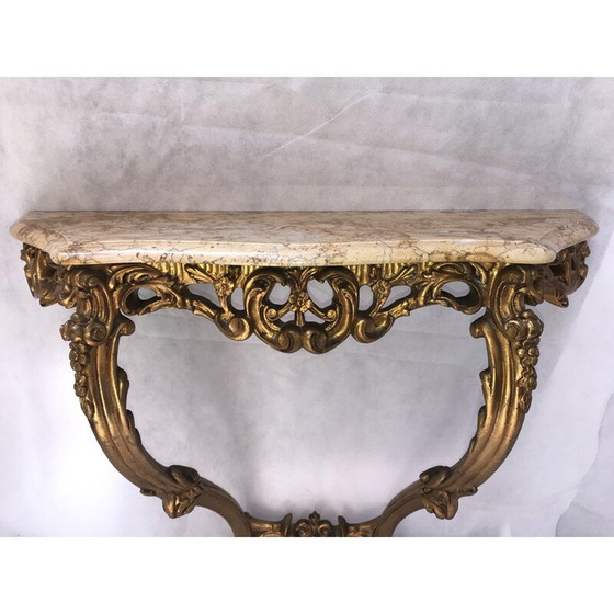 Image 1 of Vintage-Konsole aus vergoldetem Holz und Marmor