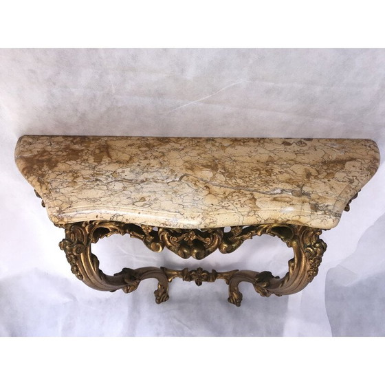 Image 1 of Vintage-Konsole aus vergoldetem Holz und Marmor