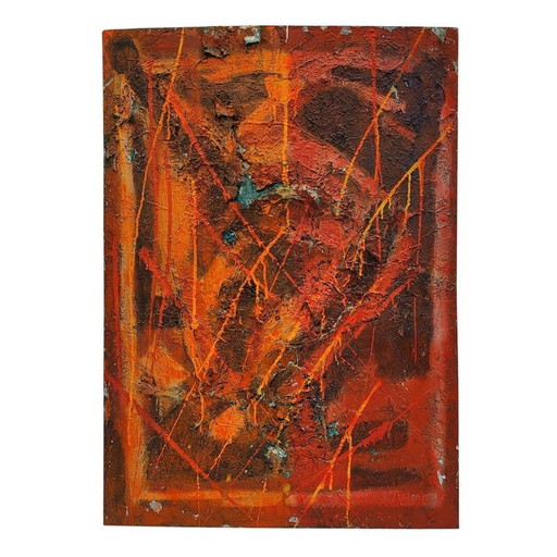 Vintage Gemälde auf Metallplatte von Valladolid Antonio García Tola