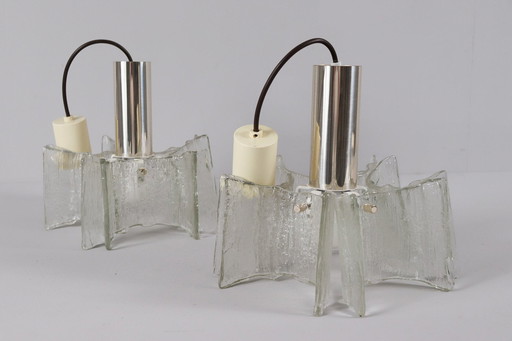 J.T. Kalmar. 2Er Set Mid-Century Stern Eisglas/Murano Kronleuchter Von Kalmar, Österreich, 1960Er Jahre