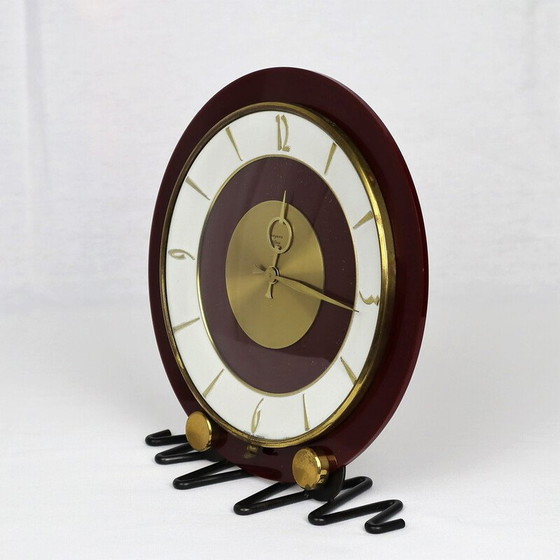 Image 1 of Alte Bayard-Uhr aus rot-weiß-goldenem Bakelit, 1960