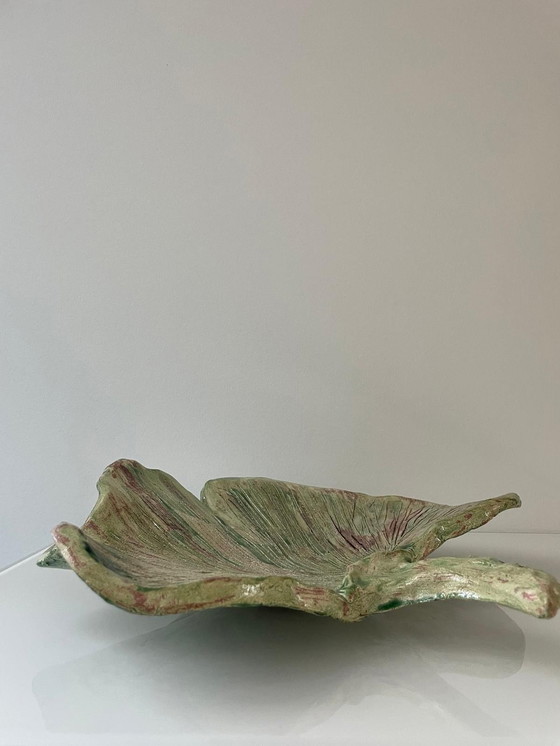 Image 1 of Schale aus Steingut mit Ginko Biloba-Blatt