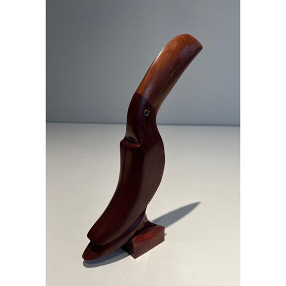 Image 1 of Vintage Tukan aus exotischem Holz und Glasaugen, Frankreich 1970