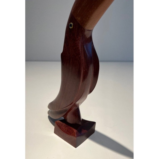 Image 1 of Vintage Tukan aus exotischem Holz und Glasaugen, Frankreich 1970