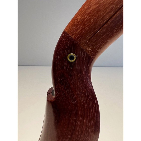 Image 1 of Vintage Tukan aus exotischem Holz und Glasaugen, Frankreich 1970