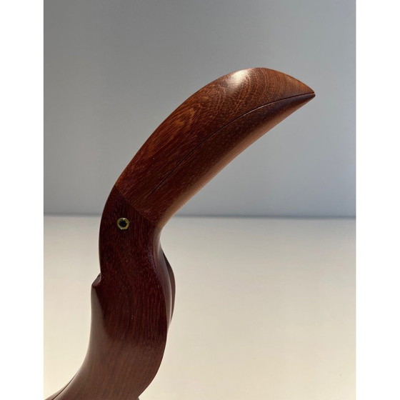 Image 1 of Vintage Tukan aus exotischem Holz und Glasaugen, Frankreich 1970