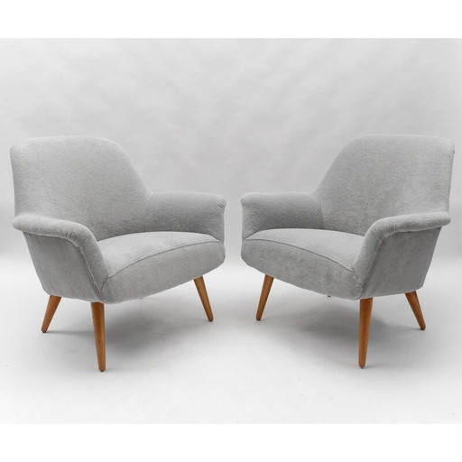 Paar Vintage-Sessel aus Teddy-Stoff, 1950