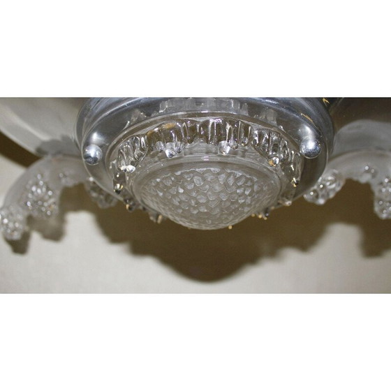 Image 1 of Art-Deco-Hängeleuchte aus Glas und Metall für Ezan, Frankreich 1920er Jahre