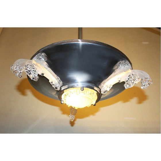 Image 1 of Art-Deco-Hängeleuchte aus Glas und Metall für Ezan, Frankreich 1920er Jahre