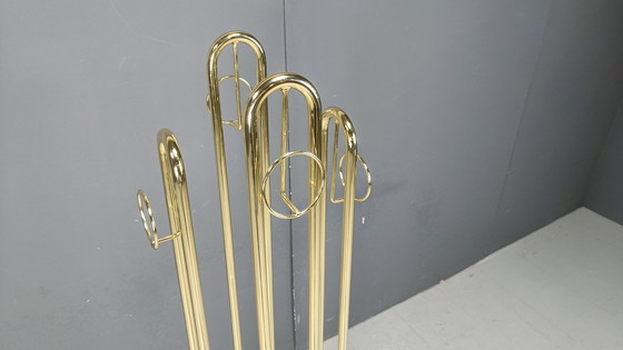 Image 1 of Modernistischer Garderobenständer aus Messing 1970er Jahre