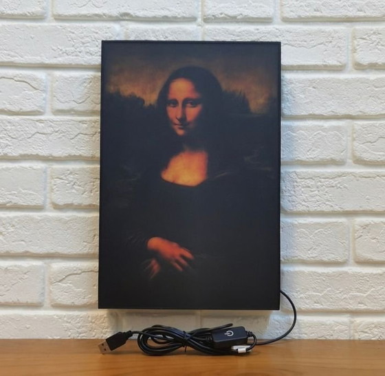 Image 1 of Wandleuchte - Led Leuchtreklame - Mona Lisa - Leonardo Da Vinci - 2000