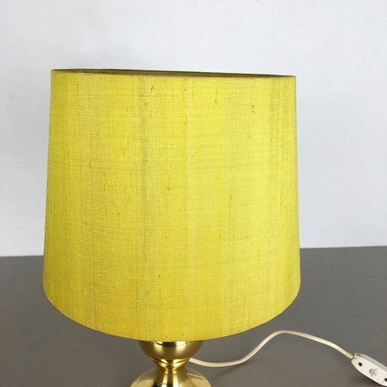 Image 1 of Vintage-Lampe aus gelber Seide und Glas von Uno und Östen Kristiquil für Luxus Vittsjö, Schweden 1970