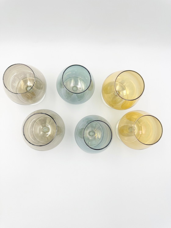 Image 1 of 1950er Jahre Pastell Cognac Gläser X 6