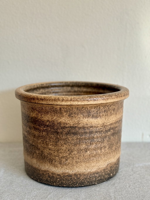Vintage Großer Keramik Blumentopf Schattierungen von Braun